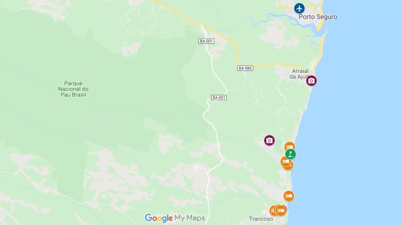 Mapa do Porto Seguro, Trancoso e Terravista